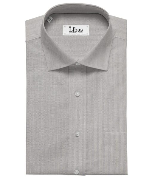 Cadini Italy Men's Light Grey 100% Cotton Herringbone Weave Shirt Fabric (1.60 M)