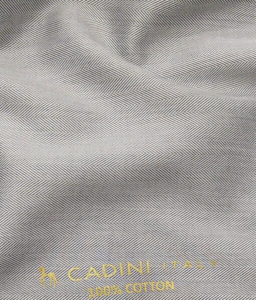 Cadini Italy Men's Light Grey 100% Cotton Herringbone Weave Shirt Fabric (1.60 M)