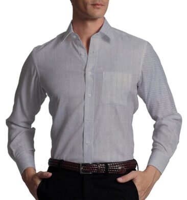 Cadini Italy Men's Light Grey 100% Cotton Herringbone Weave Shirt Fabric (1.60 M)