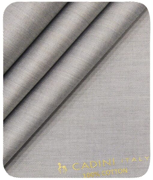Cadini Italy Men's Light Grey 100% Cotton Herringbone Weave Shirt Fabric (1.60 M)
