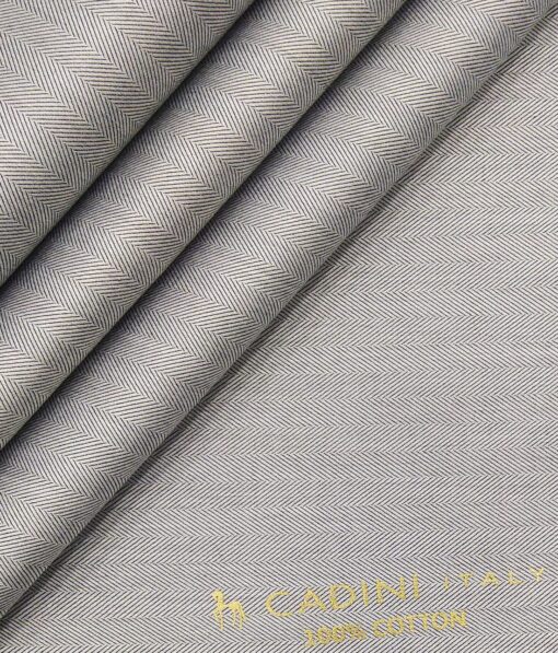 Cadini Italy Men's Light Grey 100% Cotton Herringbone Weave Shirt Fabric (1.60 M)