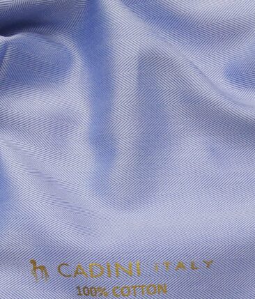 Cadini Italy Men's Sky Blue 100% Cotton Herringbone Weave Shirt Fabric (1.60 M)