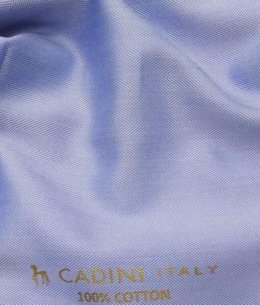Cadini Italy Men's Sky Blue 100% Cotton Herringbone Weave Shirt Fabric (1.60 M)