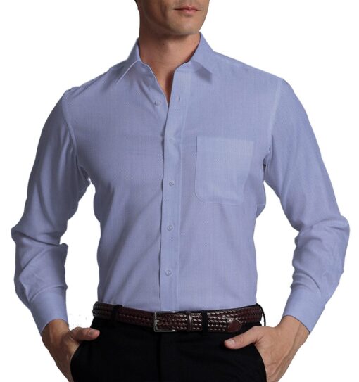 Cadini Italy Men's Sky Blue 100% Cotton Herringbone Weave Shirt Fabric (1.60 M)