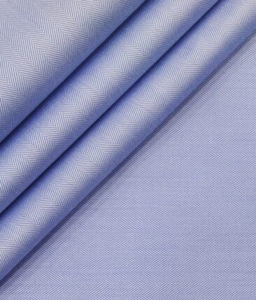 Cadini Italy Men's Sky Blue 100% Cotton Herringbone Weave Shirt Fabric (1.60 M)