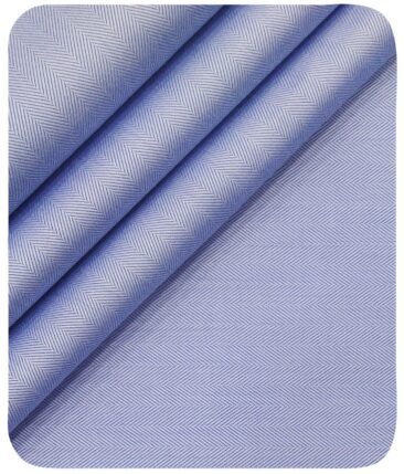 Cadini Italy Men's Sky Blue 100% Cotton Herringbone Weave Shirt Fabric (1.60 M)