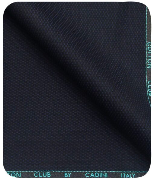 Cadini Italy by Siyaram's Men's Dark Royal Blue 100% Supima Cotton 2 Ply Unstitched Structured Trouser Fabric  (1.25 Meter)