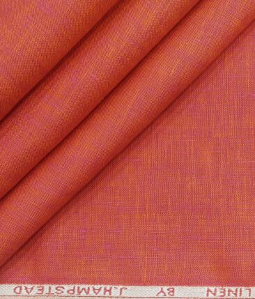 J.Hampstead Italy Men's Blush Red 60 LEA 100% European Linen Self Deisgn Unstitched Shirting Fabric (2.25 Meter)