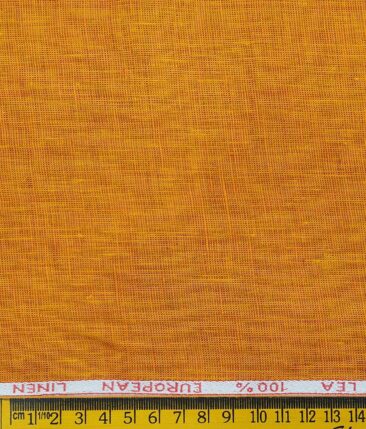 J.Hampstead Italy Men's Honey Orange 60 LEA 100% European Linen Self Deisgn Unstitched Shirting Fabric (2.25 Meter)