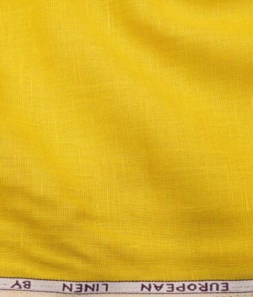 J.Hampstead Italy Men's Tuscan Yellow 60 LEA 100% European Linen Self Deisgn Unstitched Shirting Fabric (2.25 Meter)