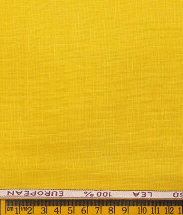 J.Hampstead Italy Men's Tuscan Yellow 60 LEA 100% European Linen Self Deisgn Unstitched Shirting Fabric (2.25 Meter)