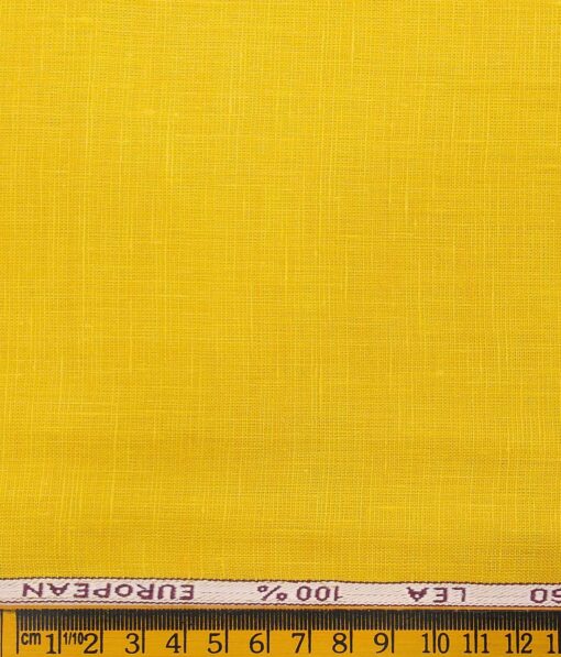 J.Hampstead Italy Men's Tuscan Yellow 60 LEA 100% European Linen Self Deisgn Unstitched Shirting Fabric (2.25 Meter)