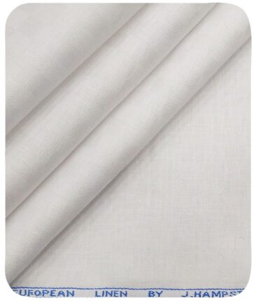 J.Hampstead Italy Men's White 60 LEA 100% European Linen Self Squares Unstitched Shirting Fabric (2.25 Meter)