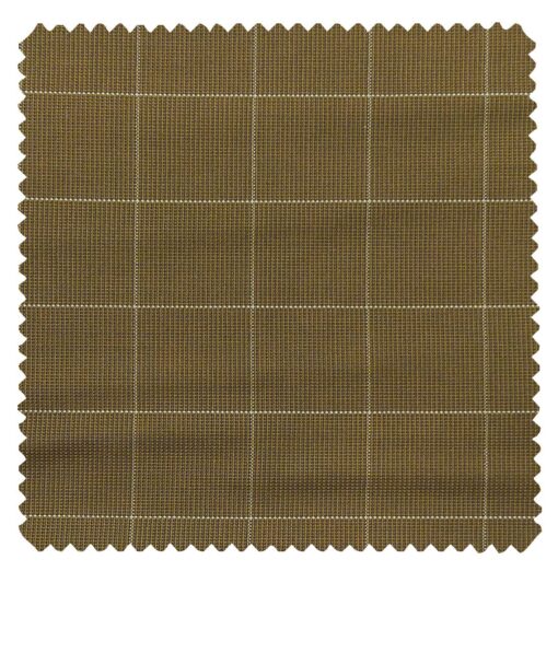 J.Hampstead Italy by Siyaram's Men's Bright Brown 100% Giza Cotton 2 Ply Beige Checks Unstitched Suiting Fabric  (1.30 Meter)