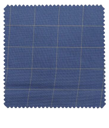 J.Hampstead Italy by Siyaram's Men's Light Blue 100% Giza Cotton 2 Ply Beige Checks Unstitched Suiting Fabric  (1.30 Meter)