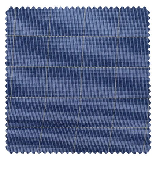 J.Hampstead Italy by Siyaram's Men's Light Blue 100% Giza Cotton 2 Ply Beige Checks Unstitched Suiting Fabric  (1.30 Meter)