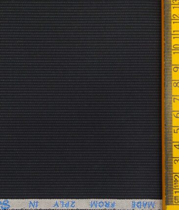 J.Hampstead Italy by Siyaram's Men's Black 100% Supima Cotton 2 Ply Self Striped Unstitched Suiting Fabric  (1.30 Meter)