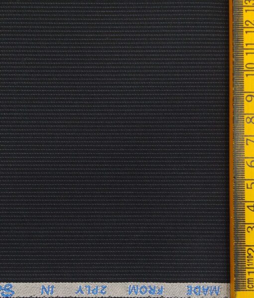 J.Hampstead Italy by Siyaram's Men's Black 100% Supima Cotton 2 Ply Self Striped Unstitched Suiting Fabric  (1.30 Meter)