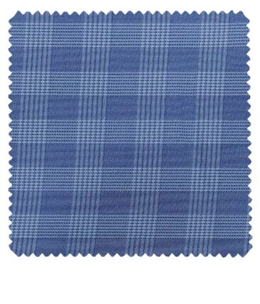 J.Hampstead Italy by Siyaram's Men's Light Blue 100% Supima Cotton 2 Ply Self Broad Checks Unstitched Suiting Fabric (1.30 Meter)