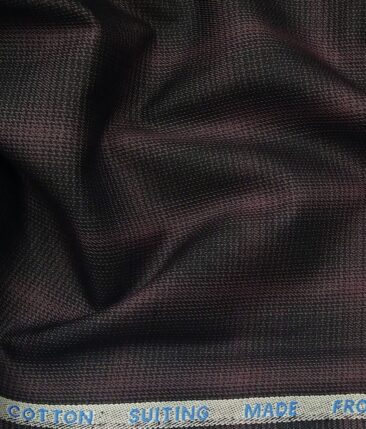 J.Hampstead Italy by Siyaram's Men's Dark Wine 100% Supima Cotton 2 Ply Self Checks Unstitched Suiting Fabric  (1.30 Meter)