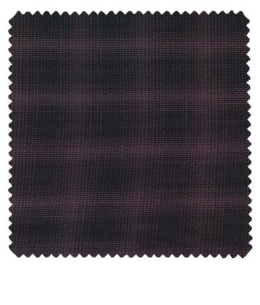 J.Hampstead Italy by Siyaram's Men's Dark Wine 100% Supima Cotton 2 Ply Self Checks Unstitched Suiting Fabric  (1.30 Meter)