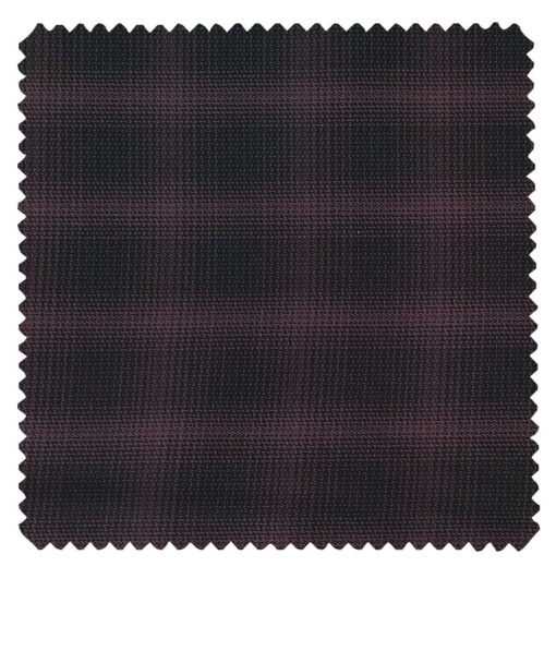 J.Hampstead Italy by Siyaram's Men's Dark Wine 100% Supima Cotton 2 Ply Self Checks Unstitched Suiting Fabric  (1.30 Meter)