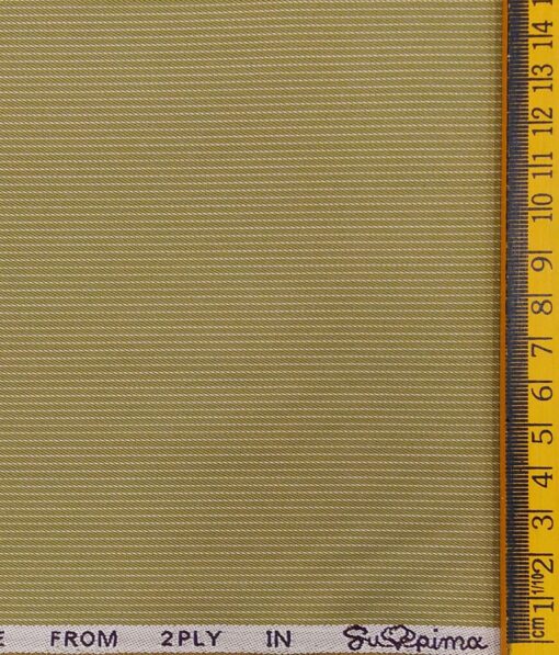 J.Hampstead Italy by Siyaram's Men's Fawn Beige 100% Supima Cotton 2 Ply Self Striped Unstitched Suiting Fabric  (1.30 Meter)