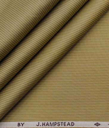J.Hampstead Italy by Siyaram's Men's Fawn Beige 100% Supima Cotton 2 Ply Self Striped Unstitched Suiting Fabric  (1.30 Meter)