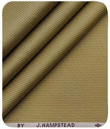 J.Hampstead Italy by Siyaram's Men's Fawn Beige 100% Supima Cotton 2 Ply Self Striped Unstitched Suiting Fabric  (1.30 Meter)