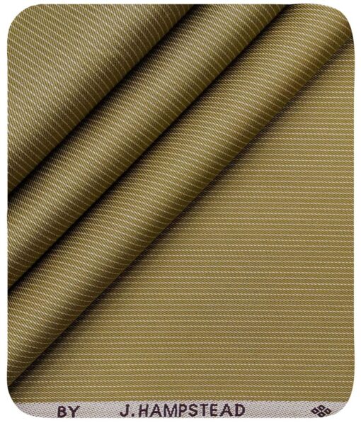 J.Hampstead Italy by Siyaram's Men's Fawn Beige 100% Supima Cotton 2 Ply Self Striped Unstitched Suiting Fabric  (1.30 Meter)