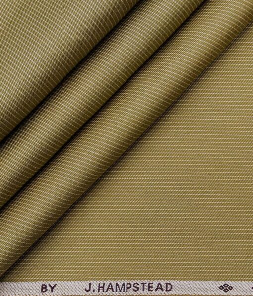 J.Hampstead Italy by Siyaram's Men's Fawn Beige 100% Supima Cotton 2 Ply Self Striped Unstitched Suiting Fabric  (1.30 Meter)
