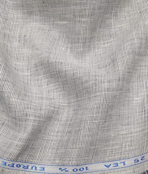 J.Hampstead Men's Light Grey 25 LEA 100% European Linen Strucutred Unstitched Suiting Fabric (3 Meter)