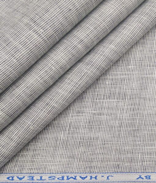 J.Hampstead Men's Light Grey 25 LEA 100% European Linen Strucutred Unstitched Suiting Fabric (3 Meter)
