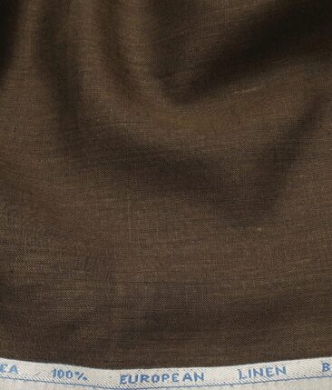 J.Hampstead Men's Coffee Brown 60 LEA 100% European Linen Solid Unstitched Suiting Fabric (3 Meter)