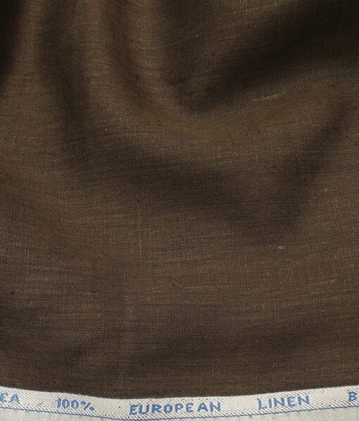 J.Hampstead Men's Coffee Brown 60 LEA 100% European Linen Solid Unstitched Suiting Fabric (3 Meter)