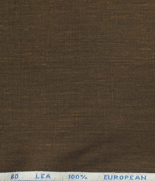 J.Hampstead Men's Coffee Brown 60 LEA 100% European Linen Solid Unstitched Suiting Fabric (3 Meter)