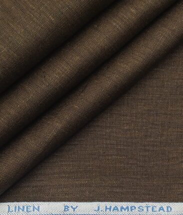 J.Hampstead Men's Coffee Brown 60 LEA 100% European Linen Solid Unstitched Suiting Fabric (3 Meter)
