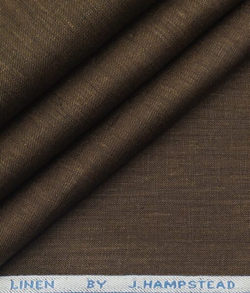 J.Hampstead Men's Coffee Brown 60 LEA 100% European Linen Solid Unstitched Suiting Fabric (3 Meter)