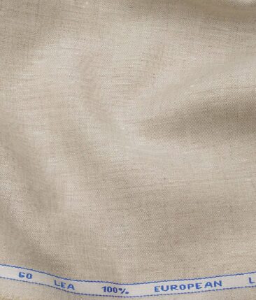 J.Hampstead Men's Tan Beige 60 LEA 100% European Linen Solid Unstitched Suiting Fabric (3 Meter)