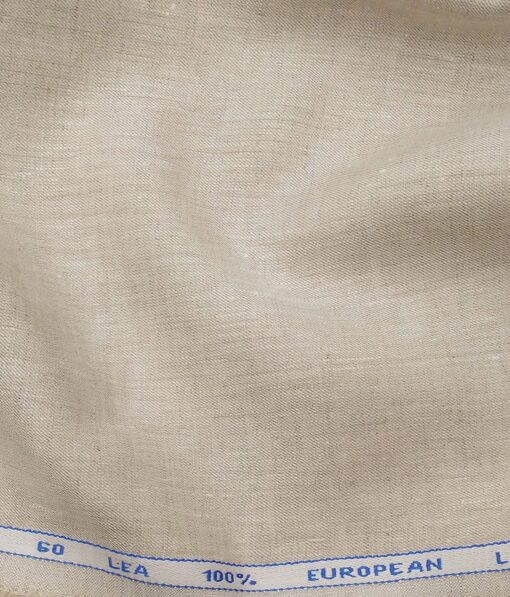 J.Hampstead Men's Tan Beige 60 LEA 100% European Linen Solid Unstitched Suiting Fabric (3 Meter)