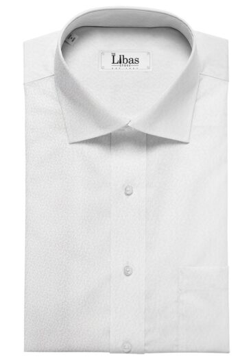 Monza Men's White 100% Superfine Cotton Self Floral Jacquard Shirt Fabric (1.60 M)