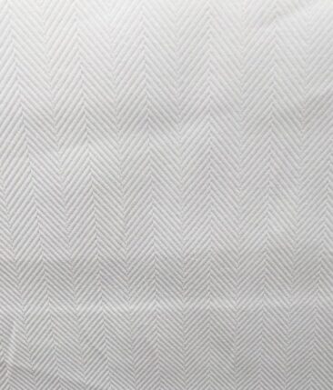 Monza Men's White 100% Giza Cotton Herringbone Weave Shirt Fabric (1.60 M)