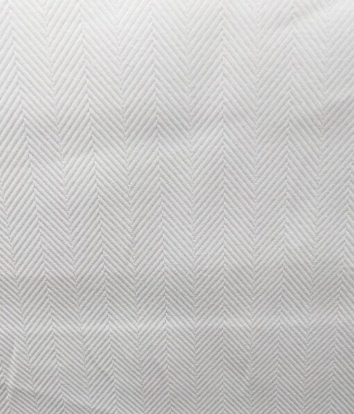 Monza Men's White 100% Giza Cotton Herringbone Weave Shirt Fabric (1.60 M)