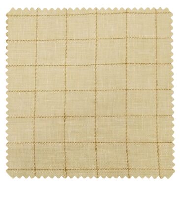 Nemesis Men's Butter Milk Beige 100% Super Luxusury Irish Linen Checks Unstitched Blazer Fabric (2 Meter)