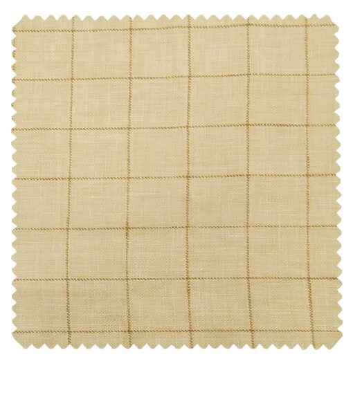 Nemesis Men's Butter Milk Beige 100% Super Luxusury Irish Linen Checks Unstitched Blazer Fabric (2 Meter)