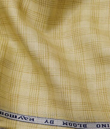 Raymond Men's Egg Nog Beige Pure Linen Self Check Unstitched Shirting Fabric (2.25 Meter)
