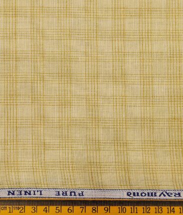 Raymond Men's Egg Nog Beige Pure Linen Self Check Unstitched Shirting Fabric (2.25 Meter)