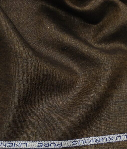 Raymond Men's Dark Brown 100% Pure Linen Self Unstitched Suiting Fabric (3 Meter)