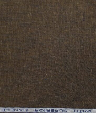 Raymond Men's Dark Brown 100% Pure Linen Self Unstitched Suiting Fabric (3 Meter)