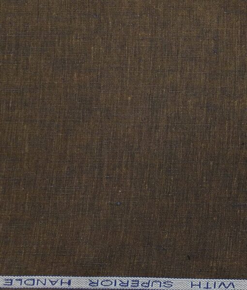 Raymond Men's Dark Brown 100% Pure Linen Self Unstitched Suiting Fabric (3 Meter)